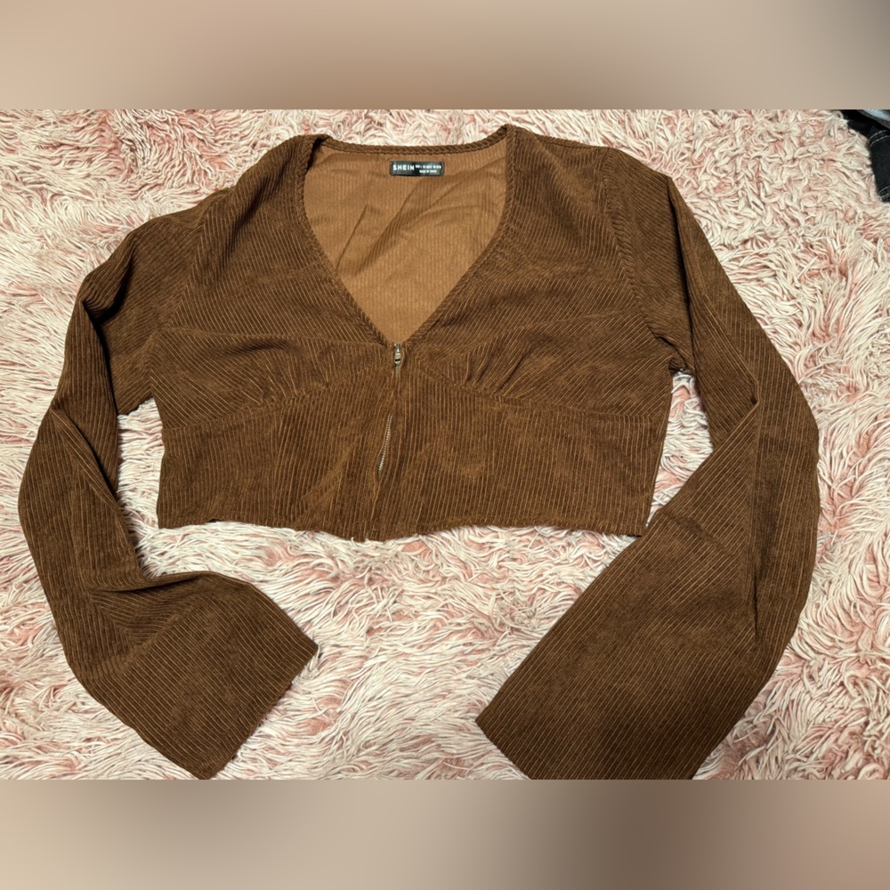 Corduroy brown long sleeve top